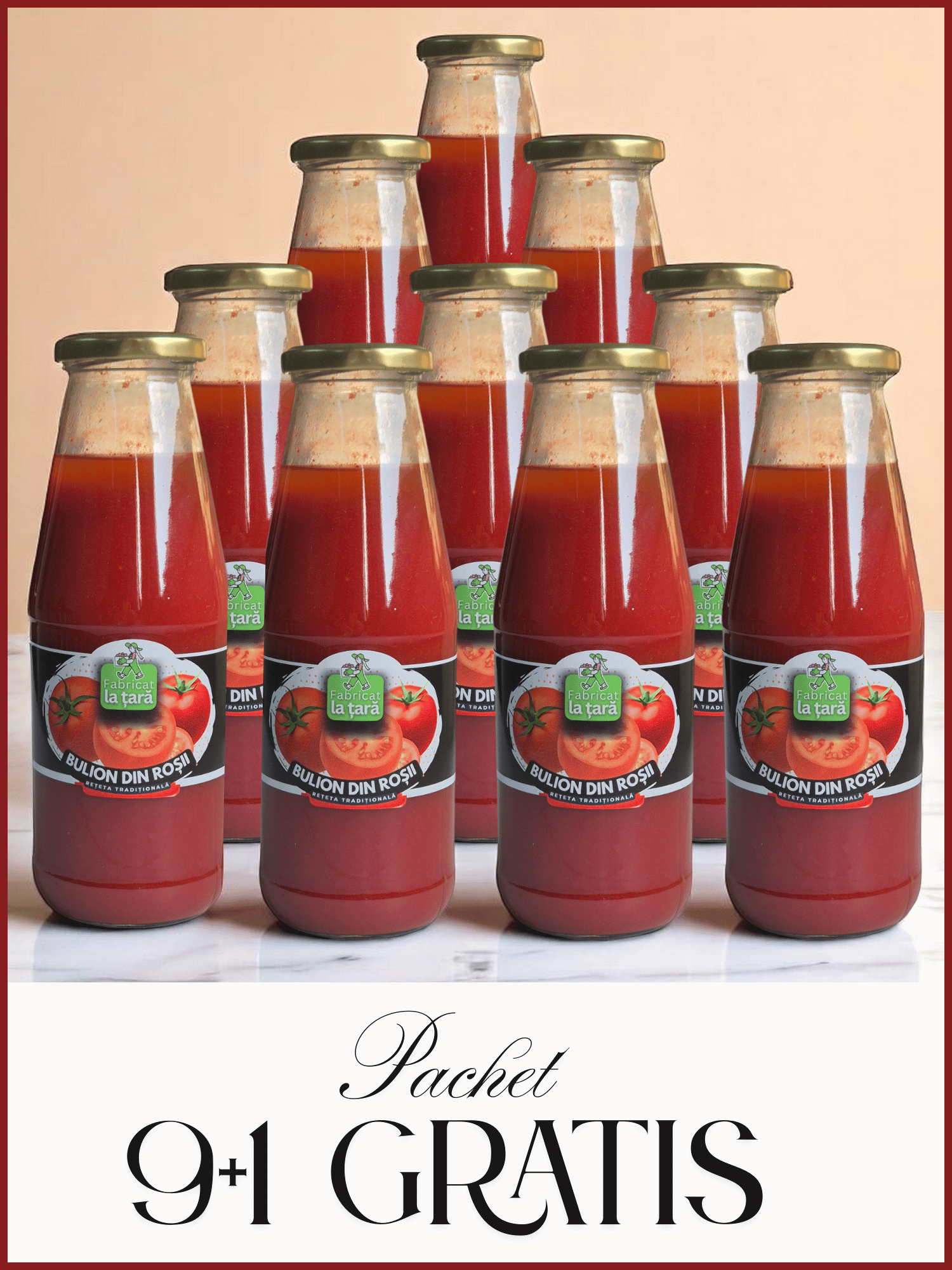 Pachet 9+1 Gratis - Bulion din Roșii