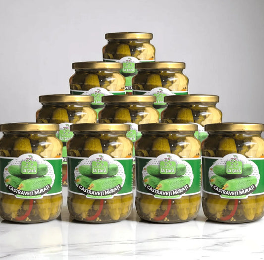 Pachet de 10 borcane de Castraveți Murați Fabricat la Țară, 720 ml fiecare