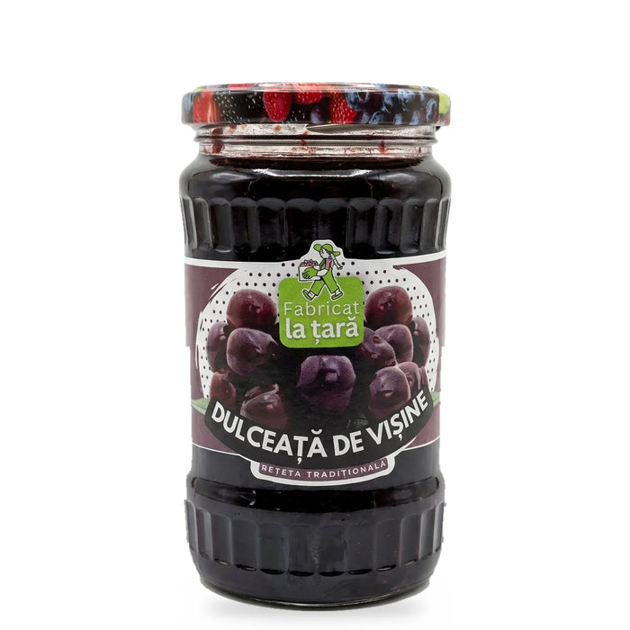 Borcan de 370 ml de Dulceață de Vișine Fabricat la Țară, pe fundal alb